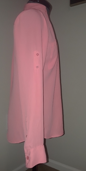Express Coral sheer button down shirt - Picture 3 of 5
